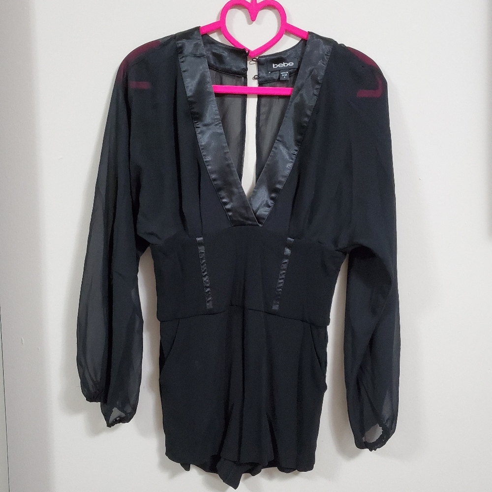 BEBE Black Romper - Mesh and Satin - Picture 4 of 8